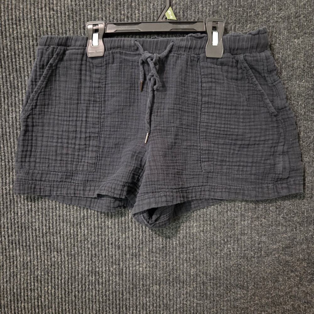 GAP Womens Black Cotton Gauze Shorts Elastic Drawstring Patch Pocket Medium